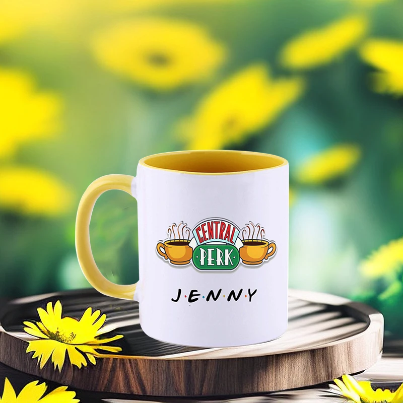 Color: Black, Capacity: 301-400ml - Personalized Name Mug Central Perk Design Coffee Mug  Custom Tea Cup Chocolate Milk Beer Mugs Lovers Friends Gifts Dropshipping