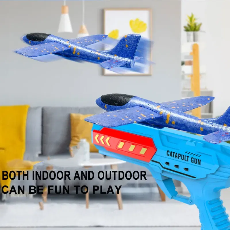 Color: Yellow - Airplane Launcher Toys Outdoor Sports Flying Toys Children's Foam Ejection Aircraft Toys Birthday Gifts for Boys Girls