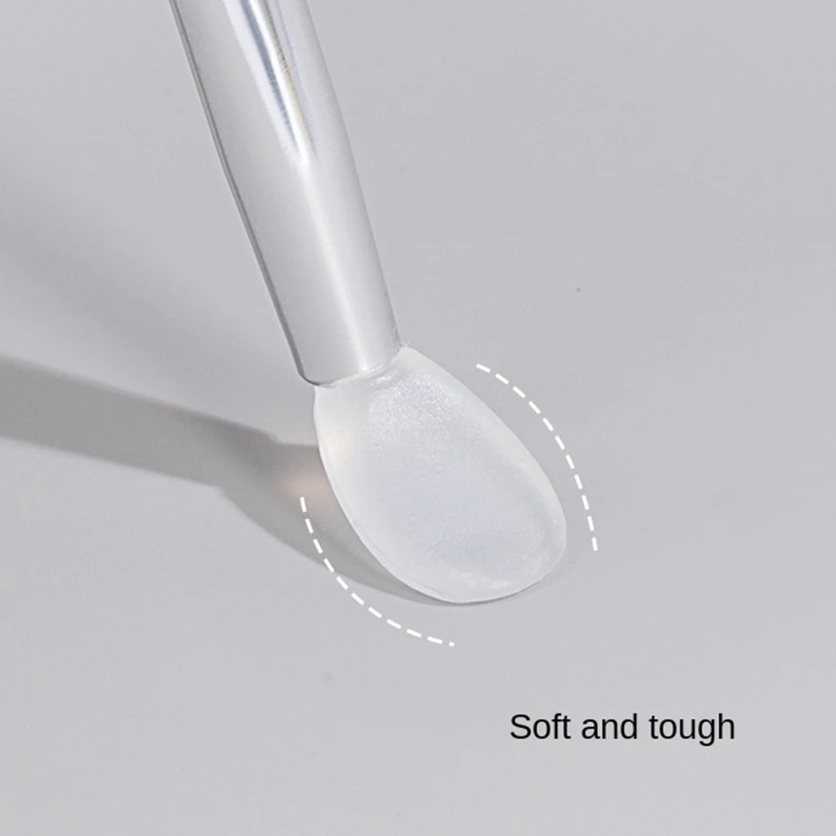 Color: WHITE - Silicone Applicator Sticks Nail Art Reusable Mirror Chrome Effect Glitter Applying Manicure Tool Pigment Silicone Nail Brush
