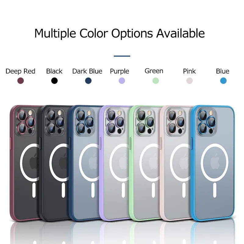 Color: Red, Material: PE - Magsafe Magnetic For IPhone 15 Promax Phone Case For iPhon 11 12 13 14 15 Pro Max Plus Lens Glass Ring Protection Silicone Cover
