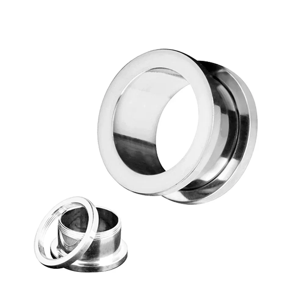 Metal color: Light Yellow Gold Color, Main Stone Color: Yellow - 2PCS Multi Color Steel Screw Fit Tunnel Ear Plug Stretcher Gauge 3-25mm Ear Lobe Tunnel Expander