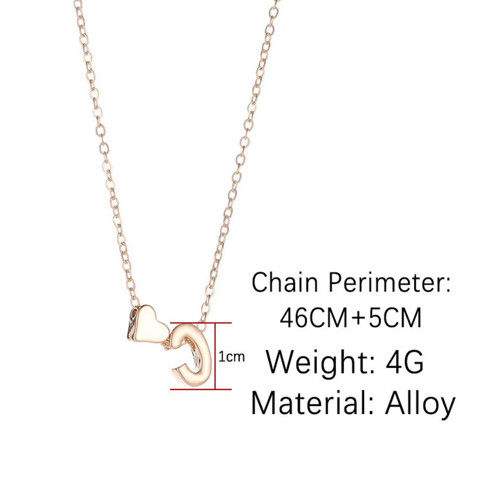 Metal Color: RED-BROWN, Main Stone Color: camel - Fashion Tiny Heart Dainty Initial Necklace Gold Color Letter Name Choker Necklace For Women Pendant Jewelry Gift
