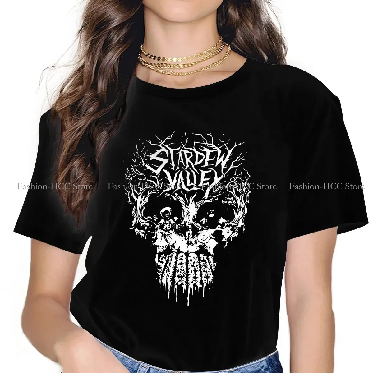 Color: WHITE, Size: L - Active Hipster Polyester TShirts Stardew Valley Game Abigail Sebastian Female Style Tops T Shirt Round Neck