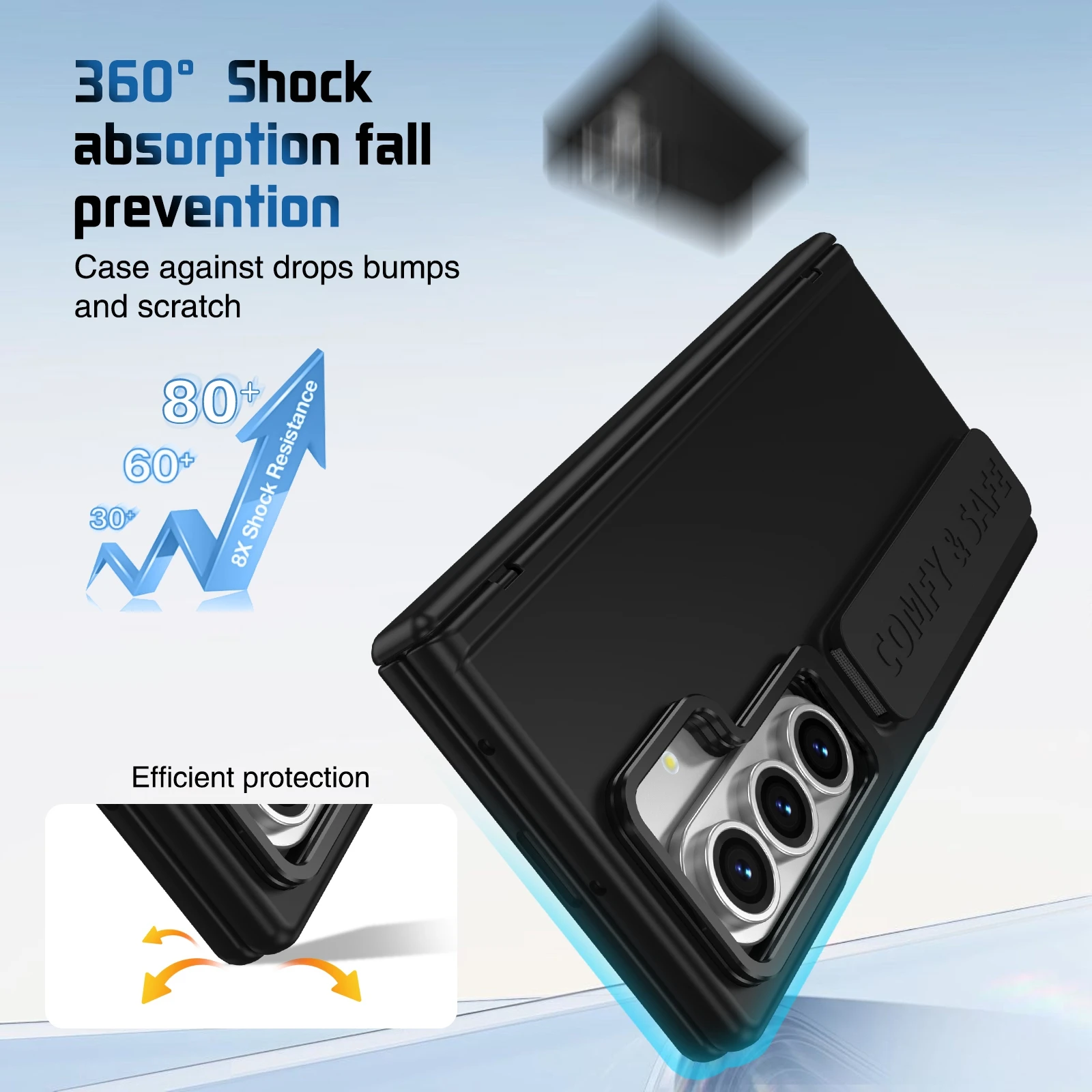 Color: SKY BLUE, Material: ABS - For Samsung Galaxy Z Fold 7 6 5 4 3 Wristband Hinge Lens Holder Phone Case Outer Screen Glass Film Protection Shockproof Cover