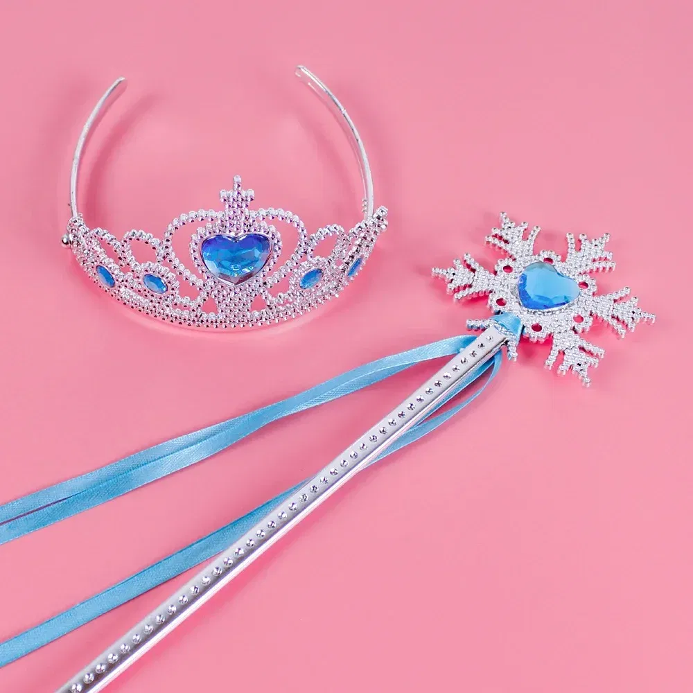 Color: Orange - Pincess Anna Elsa Cosply Accessories Crown Magic Wand Necklace Wig Gloves Frozen Snow White Belle Cinderella Princess Role Play