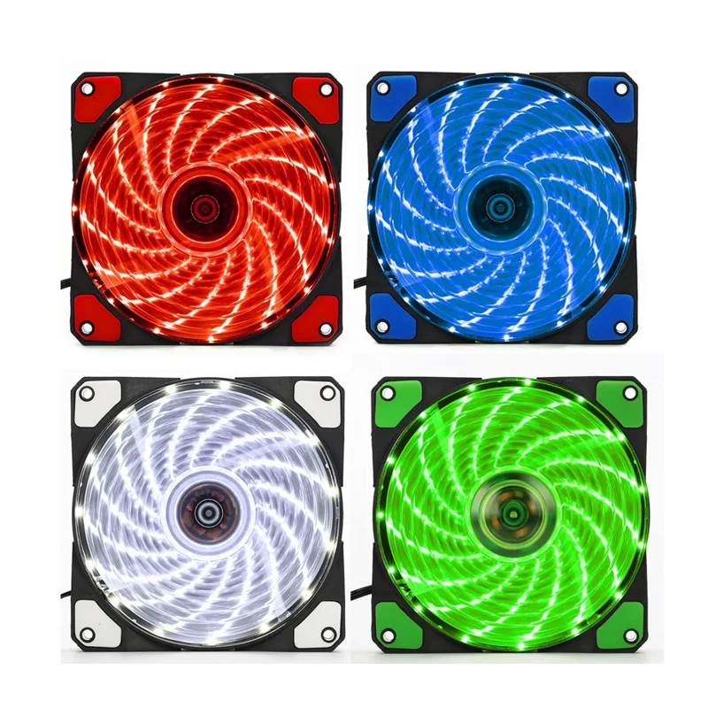 Color: Pink, Blade Color: WHITE, RGB Support: Fixed Color - 12CM RGB LED PWM Light Heat Dissipation Fan 12V DC 15 33 Lights Computer Case Cooling Fan