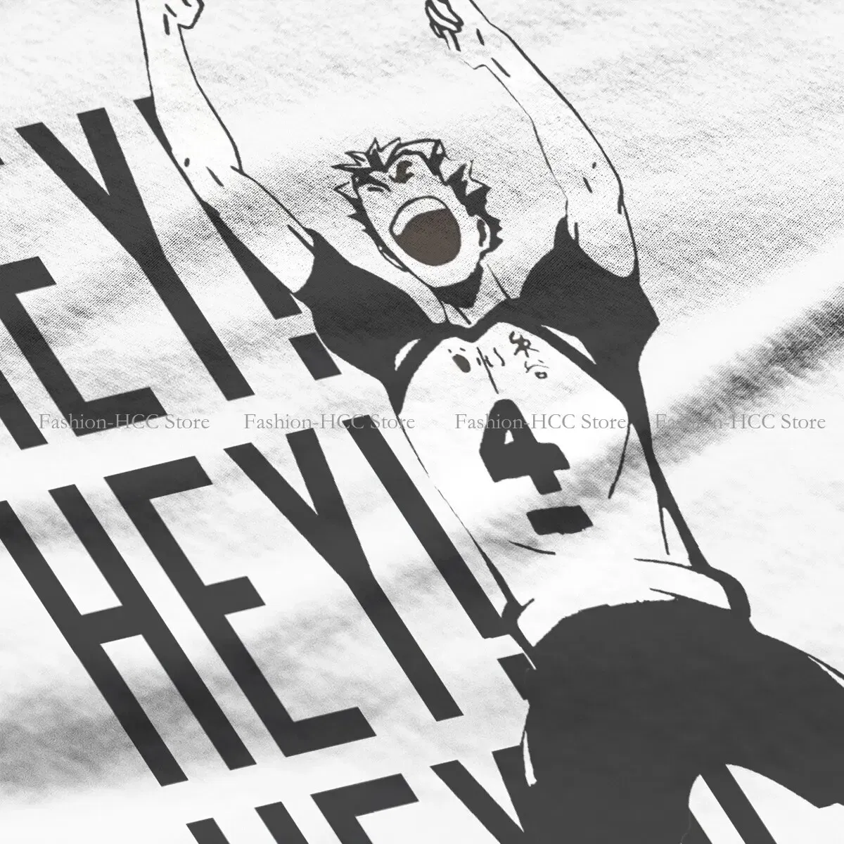Color: WHITE, Size: XL - Haikyuu Cartoon Anime Polyester TShirts Bokuto Kotaro Hey Hey Hey Print Men's T Shirt New Trend Clothing