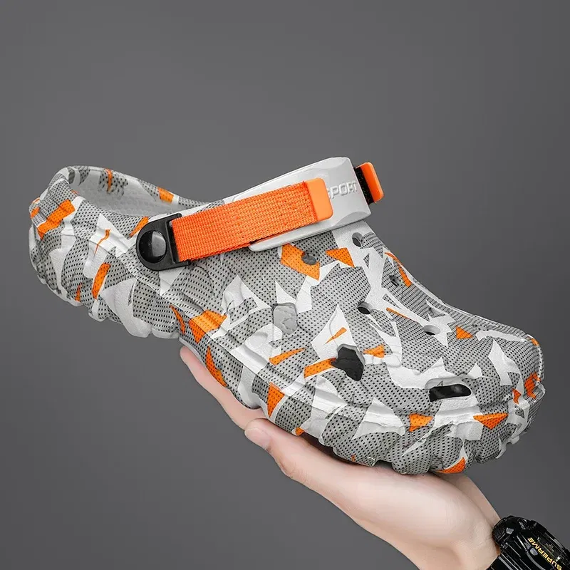 Color: MULTI, Shoe Size: 45 - Fashion Garden Shoes Men's Clogs Slippers Sandal Flat Camouflage Sandals Male Sneakers Outdoor Flip Flops Home Clogs