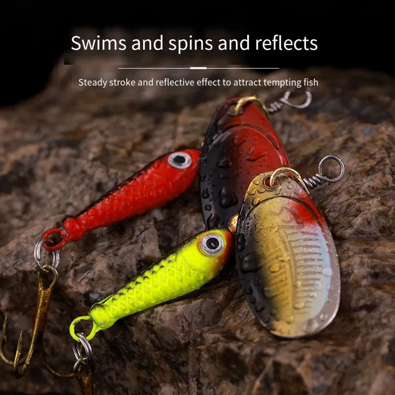 Color: Slate Gray - Rotating Metal Spinner Fishing Lures 9.1g 7cm Sequins Iscas Artificial Hard Baits Crap Bass Pike Treble Hook Tackle Accessories