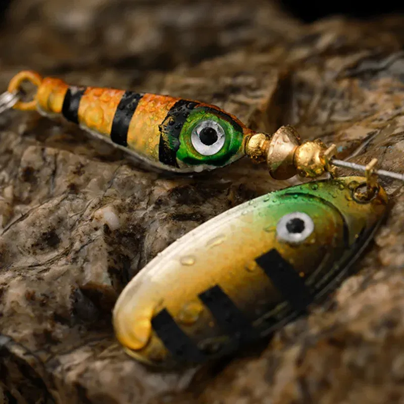 Color: Slate Gray - Rotating Metal Spinner Fishing Lures 9.1g 7cm Sequins Iscas Artificial Hard Baits Crap Bass Pike Treble Hook Tackle Accessories