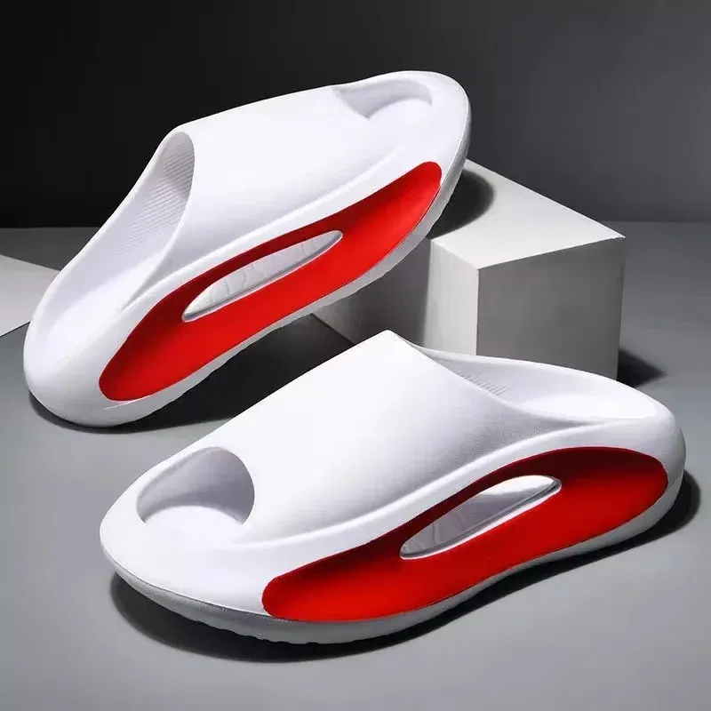 Color: black, Shoe Size: 46-47 - Summer Slippers Men Women EVA Soft Bottom Indoor Home Slides Sandals Light Beach Shoes Male Slippers Flip Flops Big Size 46 47