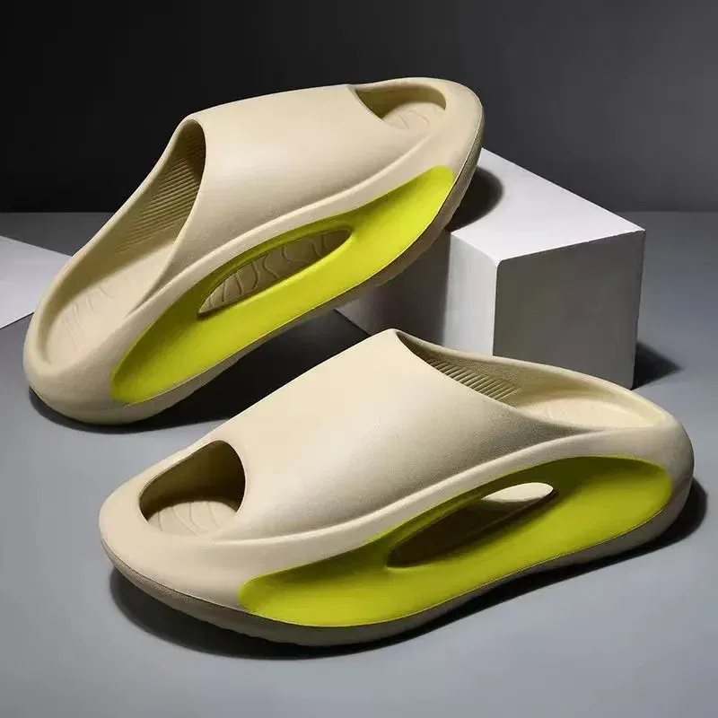 Color: black, Shoe Size: 46-47 - Summer Slippers Men Women EVA Soft Bottom Indoor Home Slides Sandals Light Beach Shoes Male Slippers Flip Flops Big Size 46 47