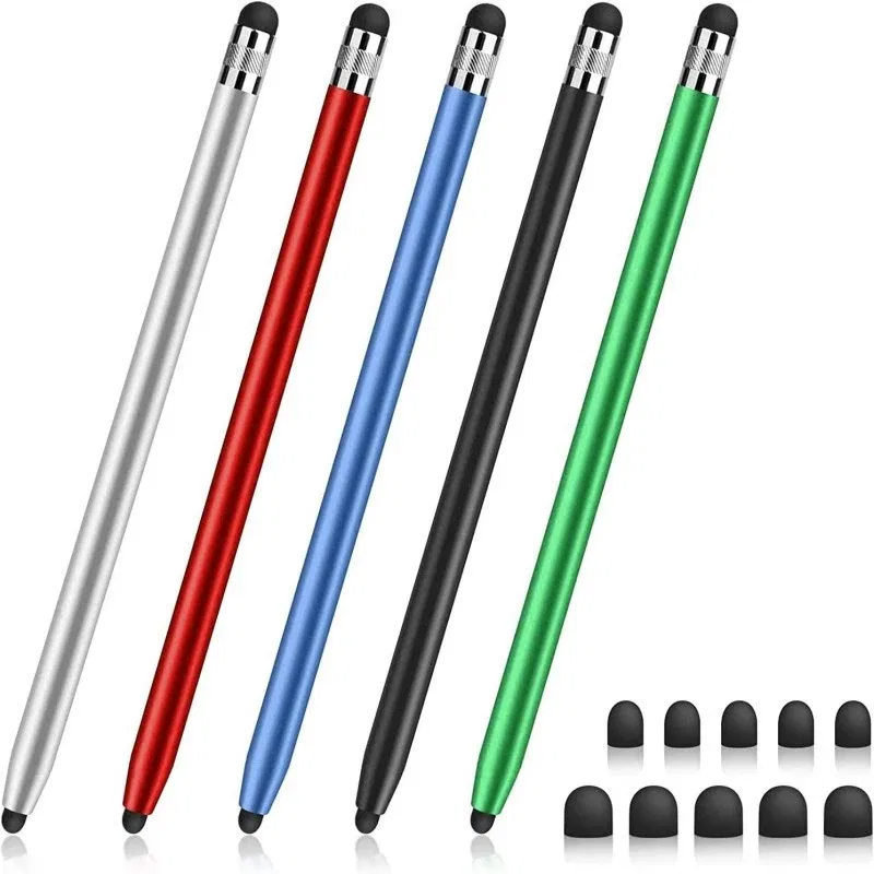 Colors: Yellow - High Quality 1PC Universal Pencil Double Silicon Head Touch Capacitive Screen Stylus Caneta Capacitive Pen For Tablet Smartphone