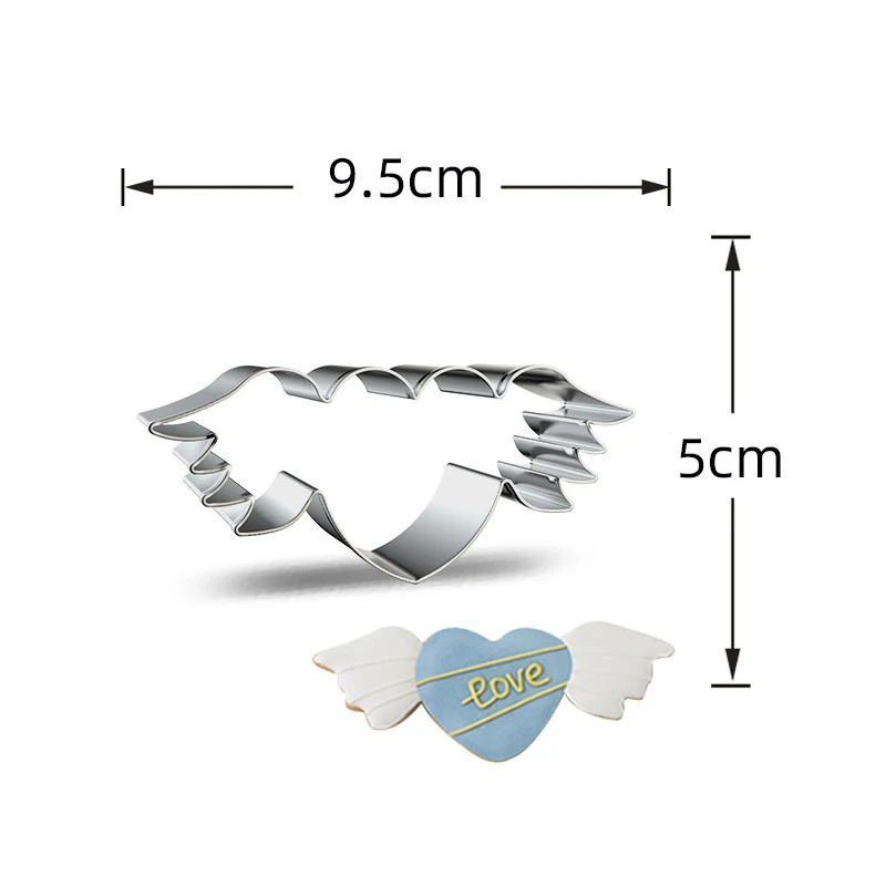 Color: Light Grey - Heart Cookie Cutter Stainless Steel Biscuit Knife Baking Fruit Kitchen Tools Mold Embossing Printing