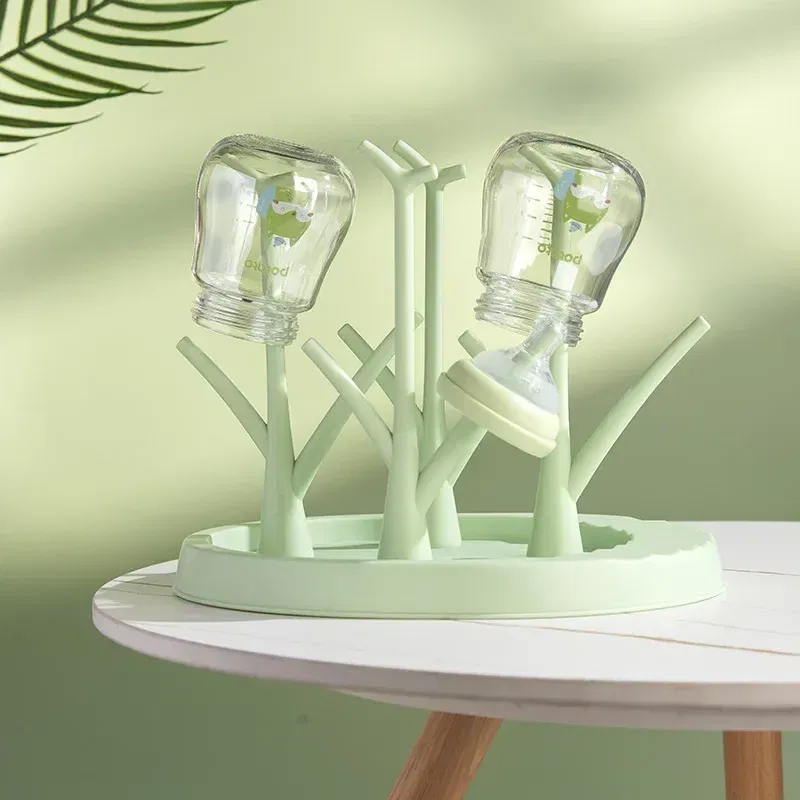 Color: Pink - Baby Bottle Holder Cleaning Dryer Drainer Removable Baby Bottle Drying Rack Storage Rack Tree Shape Rack for Babies Bottles Item