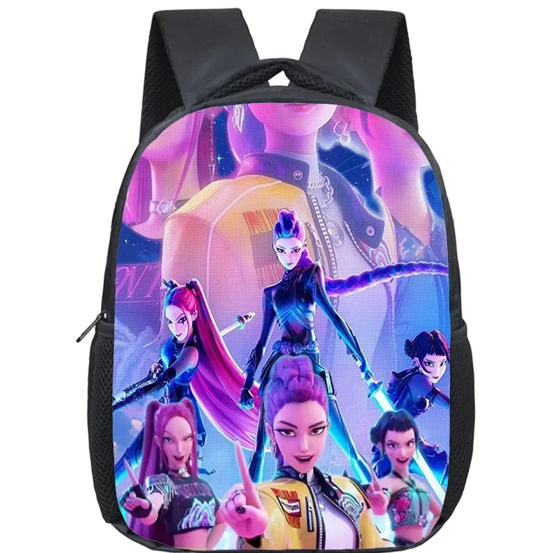 Color: Dark Grey - KPop Demon Hunters School Bags 12inch Lightweight Children Backpack Girls Boys Orthopedic Kids Book Bags Back To School Mochilas