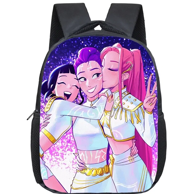 Color: Dark Grey - KPop Demon Hunters School Bags 12inch Lightweight Children Backpack Girls Boys Orthopedic Kids Book Bags Back To School Mochilas