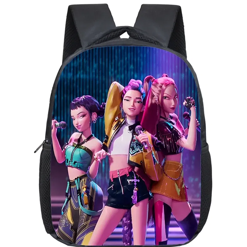 Color: Dark Grey - KPop Demon Hunters School Bags 12inch Lightweight Children Backpack Girls Boys Orthopedic Kids Book Bags Back To School Mochilas