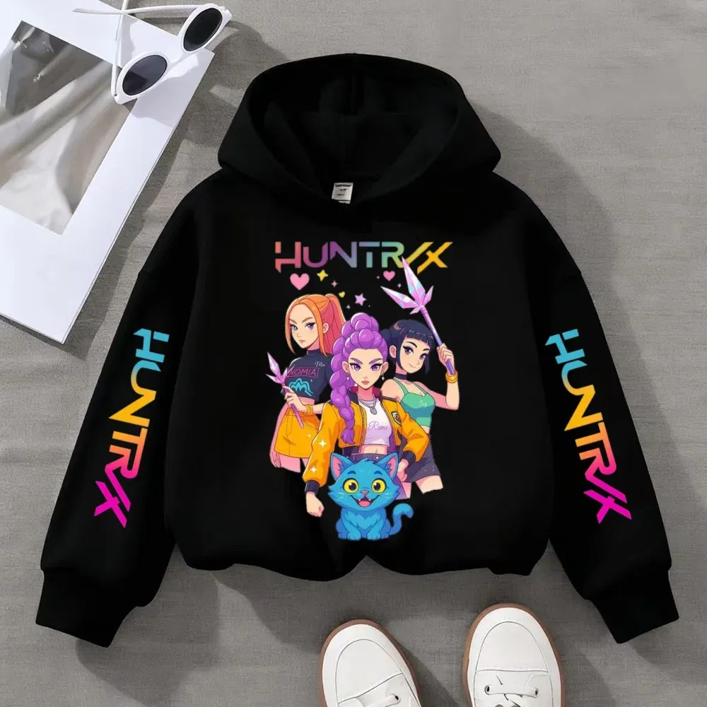 Color: Brown, Kid Size: 140 - KPOP Demon Hunters Children's Sweatshirt Girls' Clothes Girls' Sweatshirt autumn 2024 New Cute Fashion Hoodie