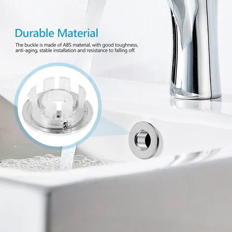 Color: Red - Bathroom Basin Faucet Sink Overflow Cover Brass Six-foot Ring Insert Replacement Hole Cover Cap Chrome Trim Bathroom Accessories