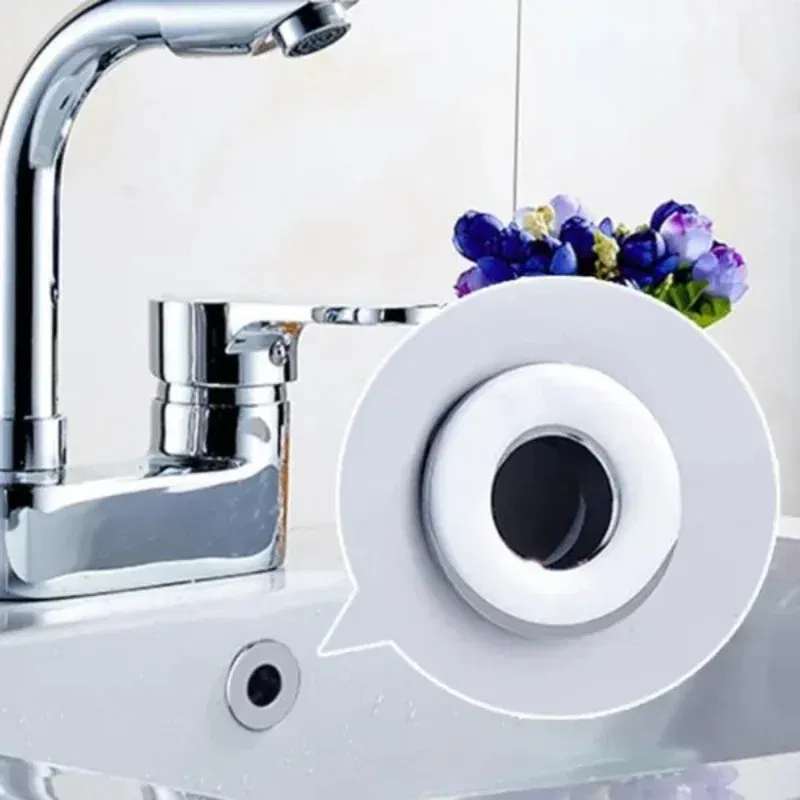 Color: Red - Bathroom Basin Faucet Sink Overflow Cover Brass Six-foot Ring Insert Replacement Hole Cover Cap Chrome Trim Bathroom Accessories