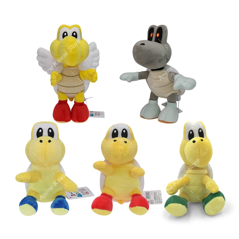 Color: WHITE - Super Mario Plush Toy Koopa Troopas Red Green Turtle Tortoise Kawaii Dry Bones Stuffed Animal Doll for Children Christmas Gifts