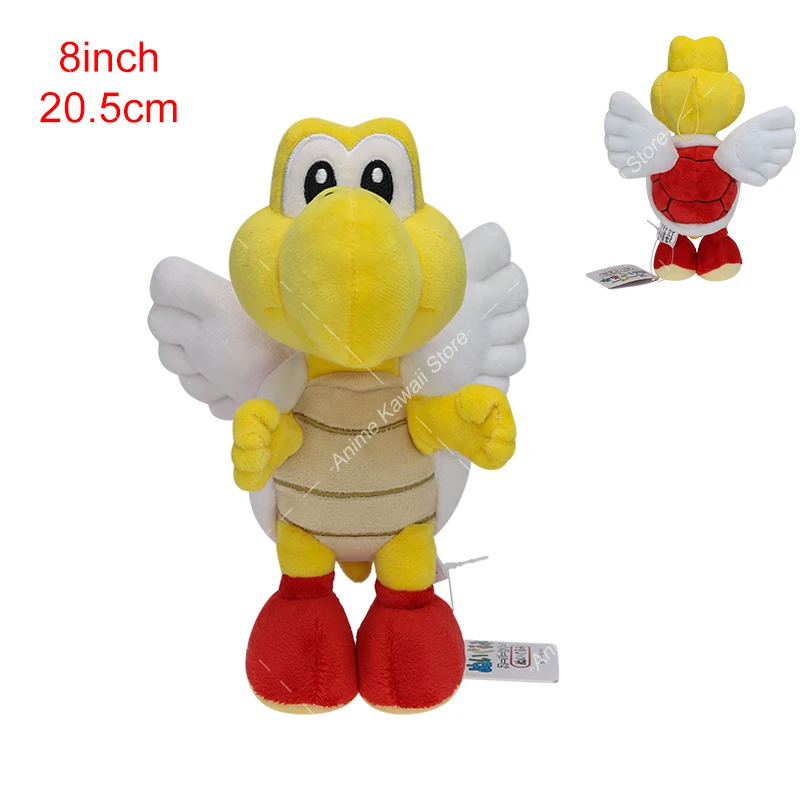 Color: WHITE - Super Mario Plush Toy Koopa Troopas Red Green Turtle Tortoise Kawaii Dry Bones Stuffed Animal Doll for Children Christmas Gifts
