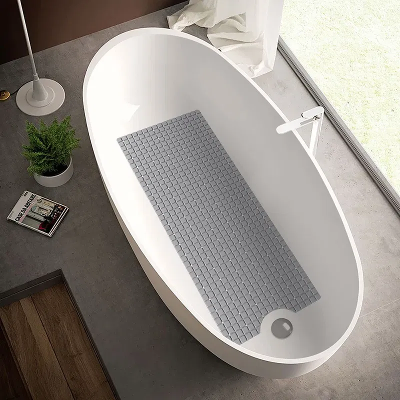 Color: Sky blue, Ships From: CHINA, Specification: 400MMx800MM - DEXI PVC Anti-skid Bath Mats Rectangle Soft Shower Bathroom Massage Mat Suction Cup Non-slip Bathtub Carpet