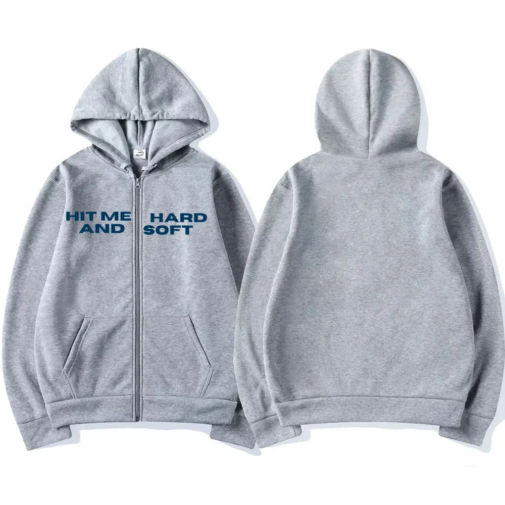 Color: army green, Size: M - Hit Me Hard and Soft 2025 Tour Zipper Hoodies Men Women Harajuku Pullovers Fashion Hip Hop Zip Up Sweatshirts Jackets Fans Gift