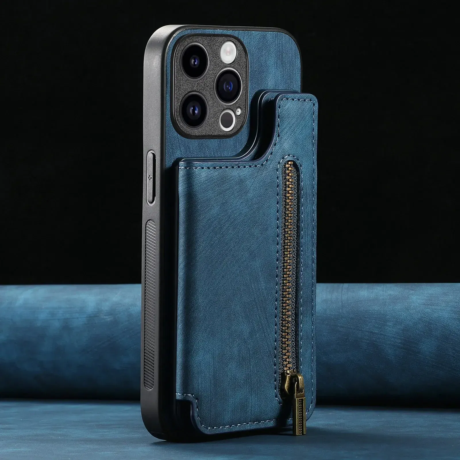 Color: Beige, Material: Nylon - Leather Zipper Wallet with Card Holder Phone Case for IPhone 15 14 11 Pro Max 13 12 Mini X XR XS Max 8 7 Plus Shockproof Cover