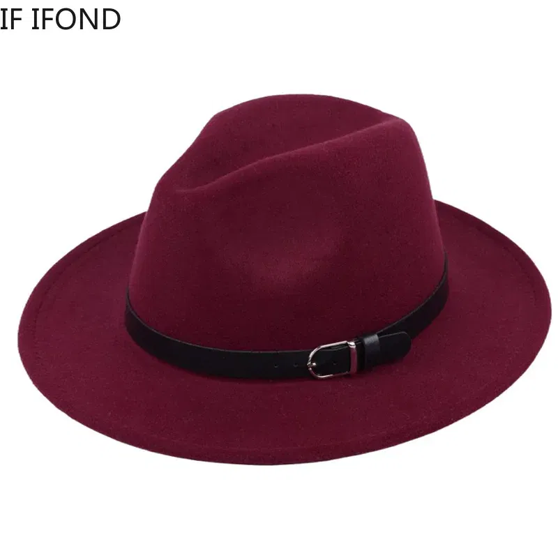 Color: Yellow, Size: M - Classic British Fedora Hat Men Women Imitation Woolen Winter Felt Hats Fashion Jazz Hat Chapeau Wholesale