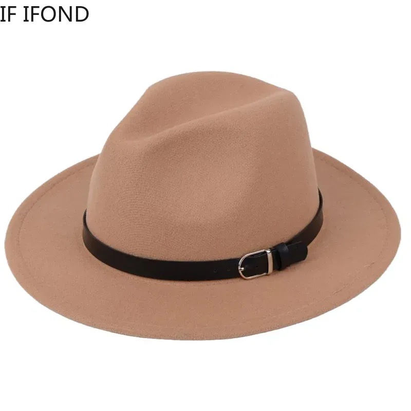 Color: Yellow, Size: M - Classic British Fedora Hat Men Women Imitation Woolen Winter Felt Hats Fashion Jazz Hat Chapeau Wholesale