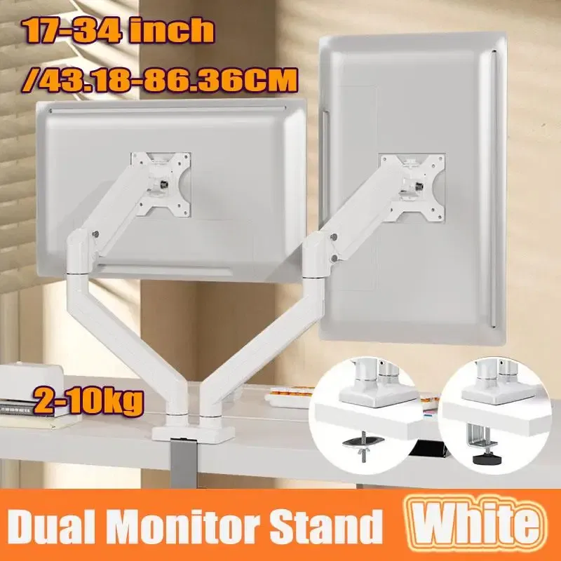 Color: black, Ships From: CHINA - New! 14-34in Dual Monitor Bracket ergonomic adjustable dual screen bracket protect cervical computer heighten shelf load2-10kg