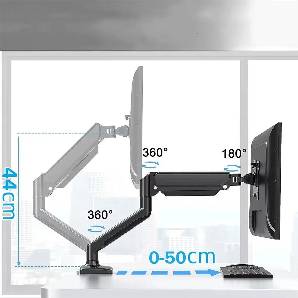 Color: black, Ships From: CHINA - New! 14-34in Dual Monitor Bracket ergonomic adjustable dual screen bracket protect cervical computer heighten shelf load2-10kg