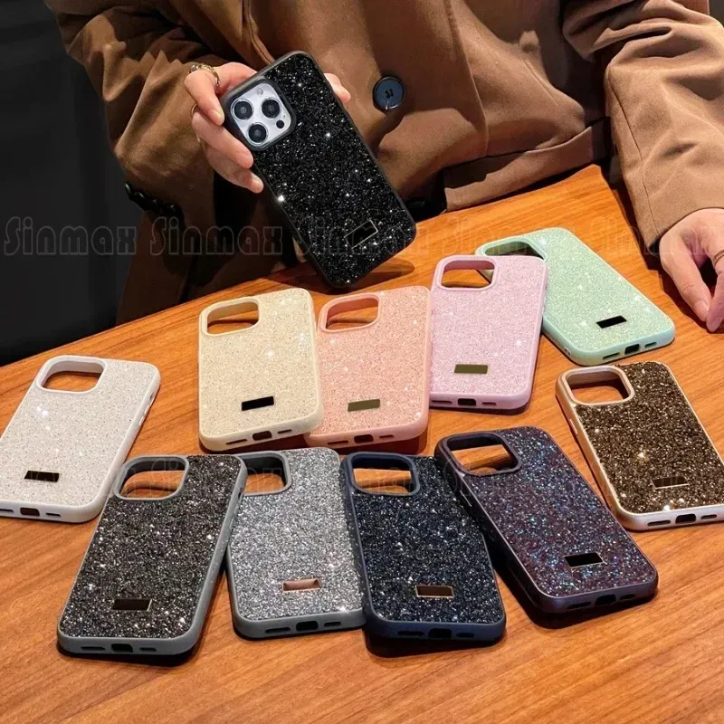 Color: Pink, Material: Neoprene - Luxury Glitter Designed Shell For iPhone 16 15 Pro Max 14 13 12  Luxurious Bling Sparkling Rhinestone Diamond Jewels Cover Case