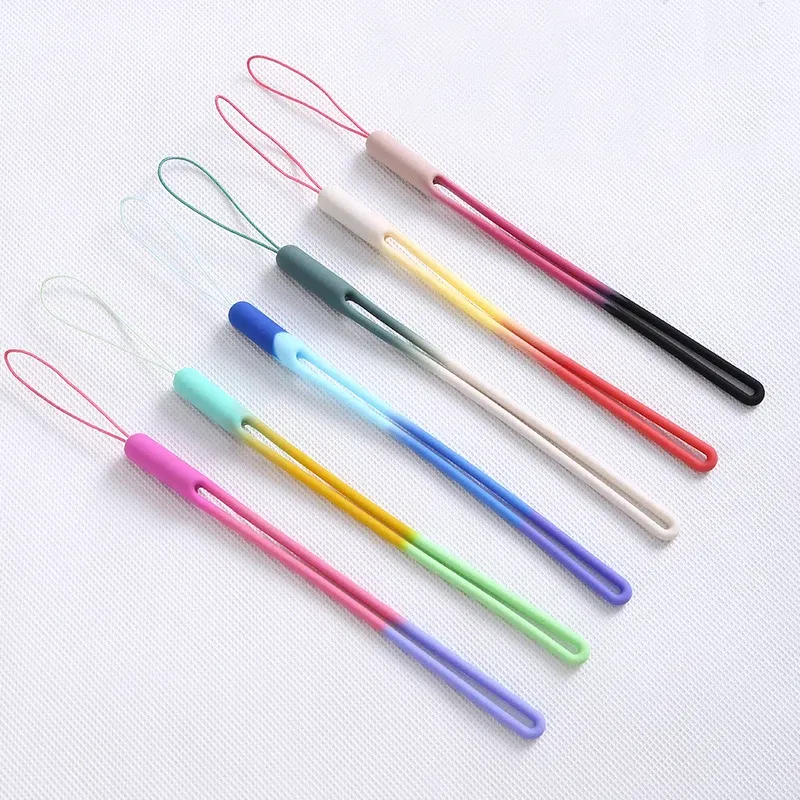Color: Silver / Gray - 1pcs New Watercolor silicone lanyard liquid wrist lanyard creative speaker fan short sling U disk silicone mobile phone lanyard
