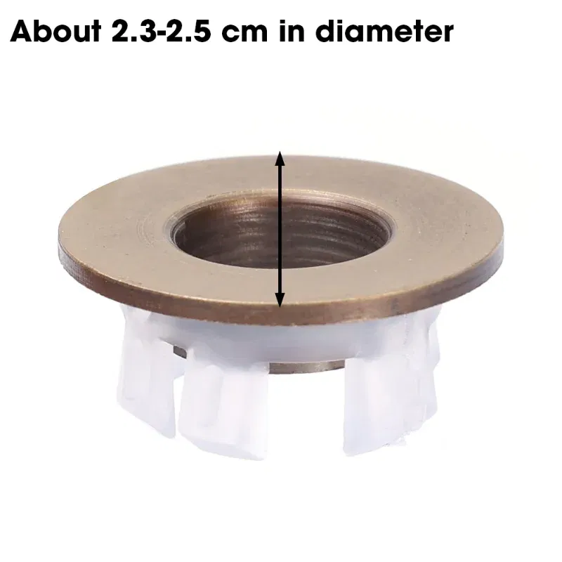 Color: Burgundy - Bathroom Basin Faucet Sink Overflow Cover Brass Six-foot Ring Insert Replacement Hole Cover Cap Chrome Trim Bathroom Accessories
