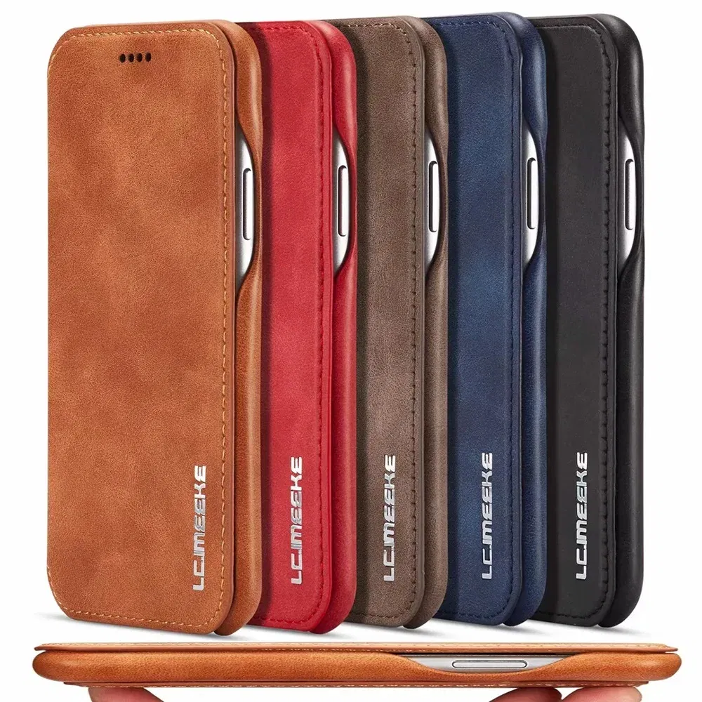 Color: Black, Material: Vinyl - Luxury Ultra Thin Leather Case Flip Cover for Samsung S24 S23 S22 S21 S20 FE Ultra Plus A53 A52s S10  A50 S9 Note 20 10