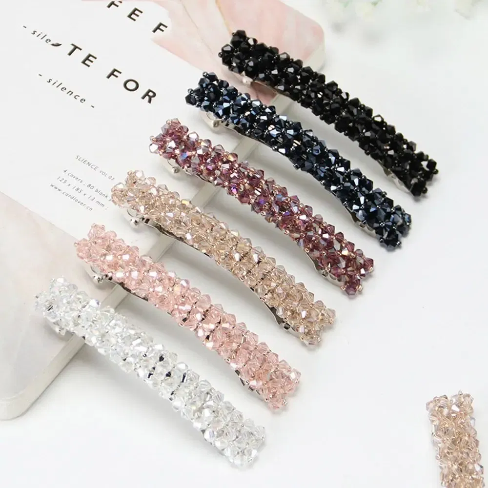 Color: Blue - Hot Sale 5 Colors Korean Crystal Pearl Elegant Women Barrettes Hair Clip Hairgrips Hairpin Girls Hair Accessories Dropshipping