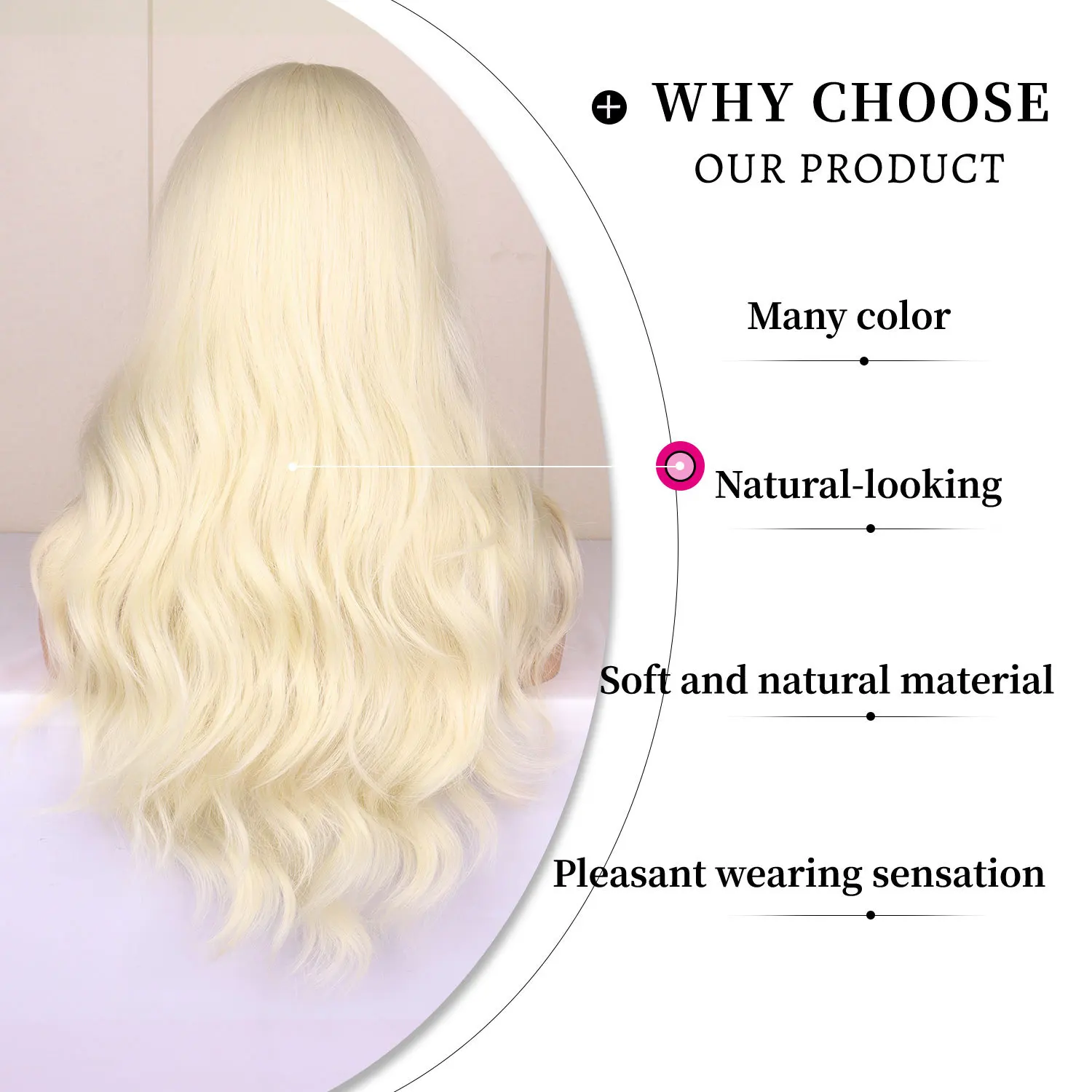 Color: P1B/613 - Light golden synthetic wig with big waves for Halloween party, cosplay wig, everyday wig, high-temperature hair silk wig set