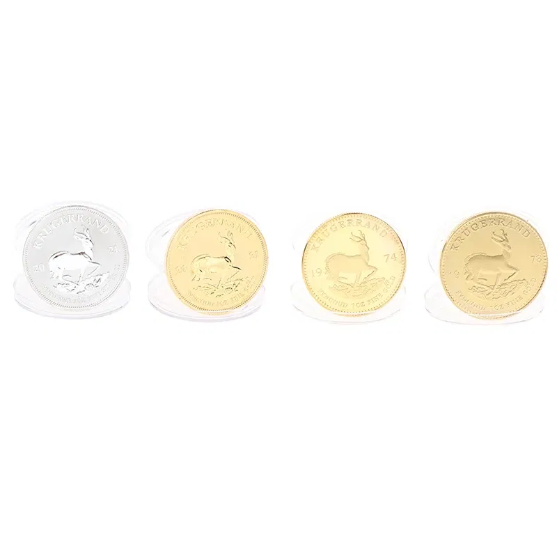 Color: Dark Khaki - 1PC 1974/1978/2021 South African Gold Krugerrand Coin 4cm Gold Coin Replica Cosplay Prop