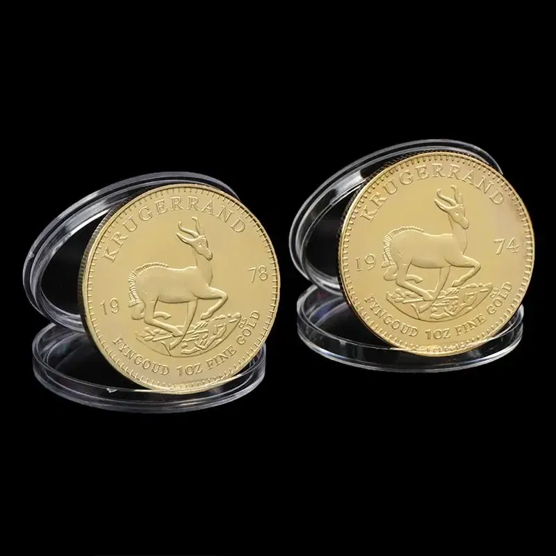 Color: Dark Khaki - 1PC 1974/1978/2021 South African Gold Krugerrand Coin 4cm Gold Coin Replica Cosplay Prop