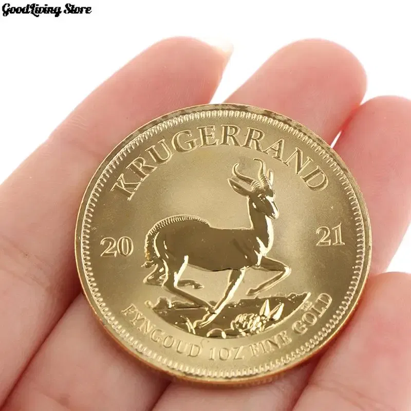 Color: Dark Khaki - 1PC 1974/1978/2021 South African Gold Krugerrand Coin 4cm Gold Coin Replica Cosplay Prop