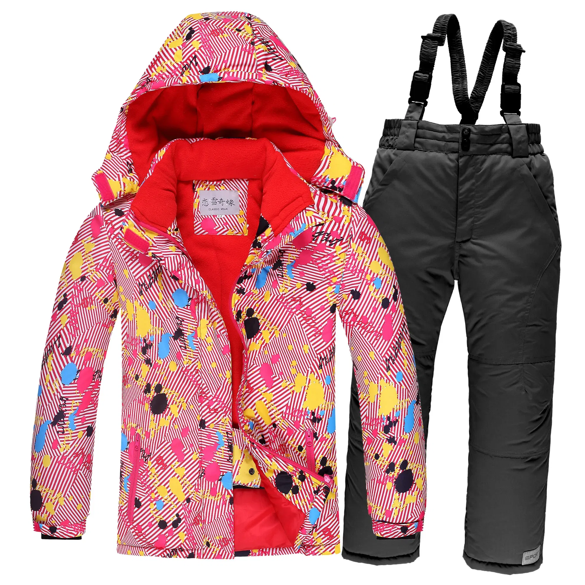Color: Khaki, Kid Size: 4T - OLEKID 2025 Russia Winter Children Boy Ski Suit Waterproof Girl  Jacket Overalls Snowsuit 3-16 Years Kid Teenage Parka Snow Suit