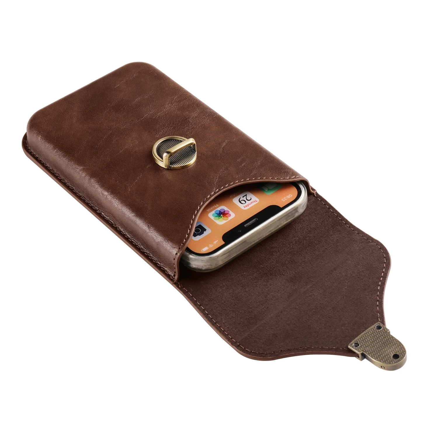 Color: black, Material: aluminum - Leather Phone Belt Clip Case Men Waist Bag For Samsung Galaxy S25 S24 S23 Ultra S22 Plus S21 FE A53 A54 A55 A56 5G Holster Pouch