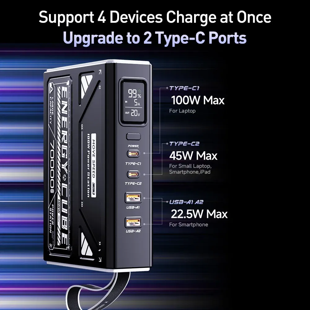 Battery Capacity: 50001mAh-100000mAh, Color: WHITE, Ships From: CHINA - Top Z70Pro Large Capacity Power Bank 100W Fast Charge External Battery w/ Flashlight Powerbank for Laptop Outdoor Camping