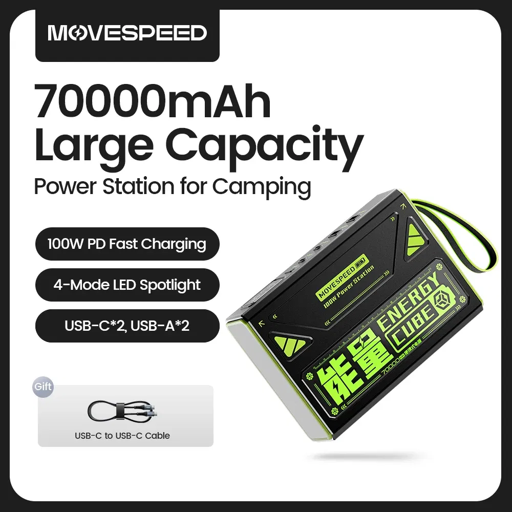 Battery Capacity: 50001mAh-100000mAh, Color: WHITE, Ships From: CHINA - Top Z70Pro Large Capacity Power Bank 100W Fast Charge External Battery w/ Flashlight Powerbank for Laptop Outdoor Camping