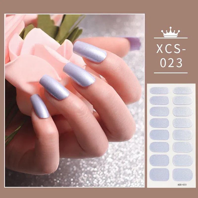 Color: Dark Navy - 1pc Nail Art Sticker Laser Shiny Sequins Polish Wraps Double Ended Adhesive Strips Fashion Stickers Manicure Decor