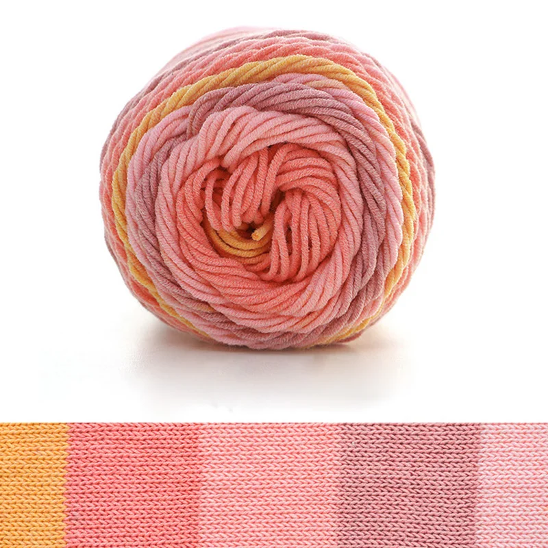 Color: Ivory - (1pc)5-strand Milk Cotton Segment Dyed Rainbow Cotton Hand Woven Wool Scarf Pillow Blanket Material Wool