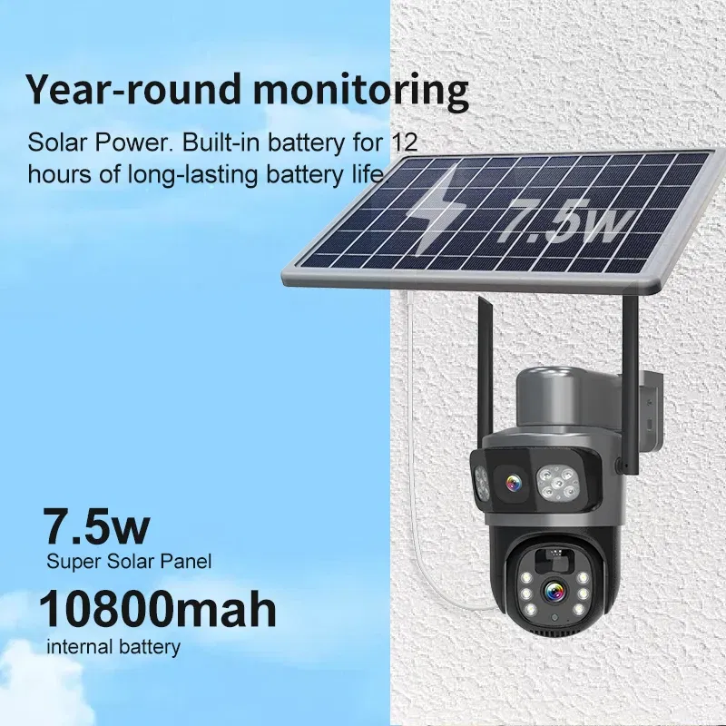 Color: Black - DIDSeth 4G PTZ IP Solar Camera 4G SIM Card CCTV Wireless WIFI Solar Outdoor Waterproof 360 IP Camera Pan Tilt Eseecould APP